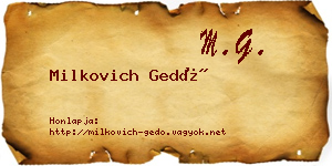 Milkovich Gedő névjegykártya